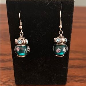 FunBlue and Silver Dangle Earrings
